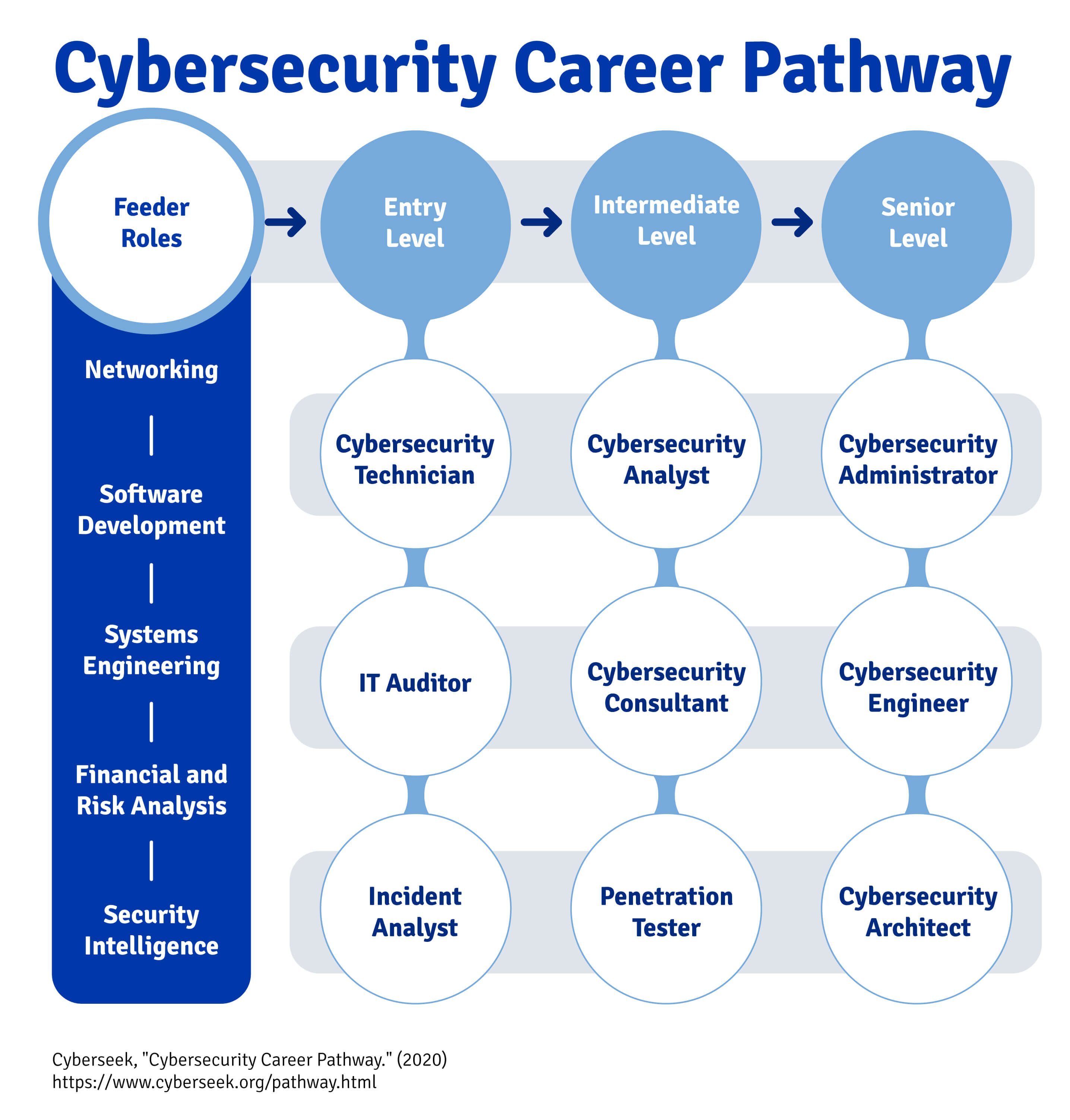 Chart that shows how to get into cybersecurity