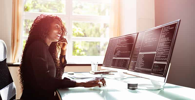 Female working on working on a computer