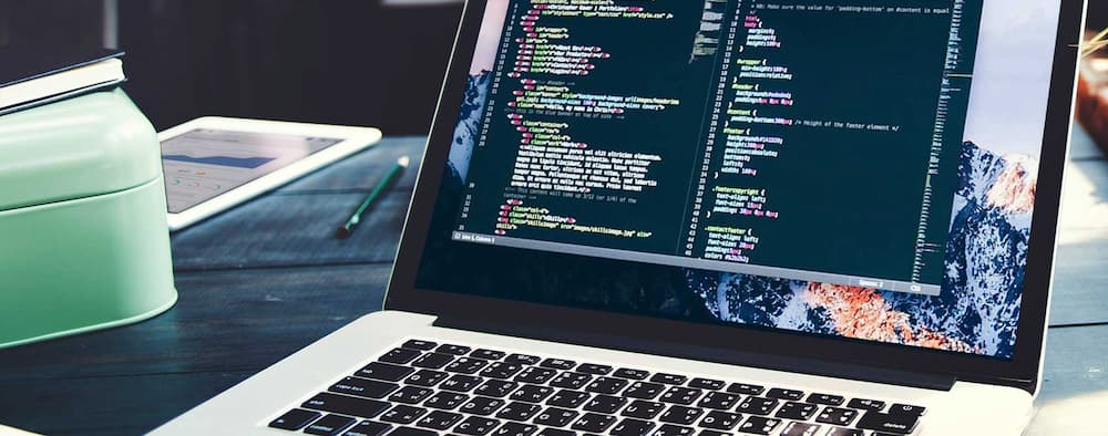 Code displaying on laptop screen